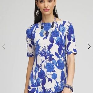 NWT - Chico Traveler's Wildflower Elbow-Sleeved Top - Size 0 (4/6) Small